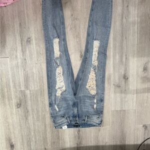 True Religion Light Blue Distressed Skinny Jeans